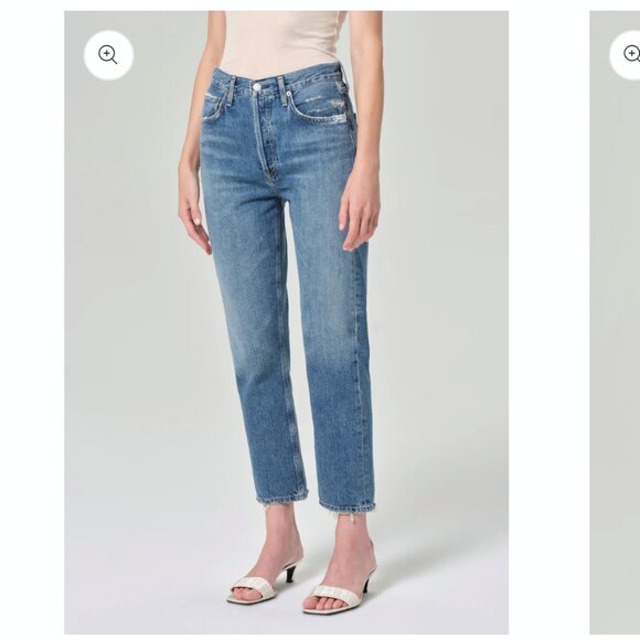 Agolde 'RIley' High Rise Straight Crop Jeans Button Fly in Moor - Picture 1 of 8
